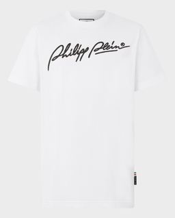 Biały bawełniany T-shirt Plein Signature - Image #0