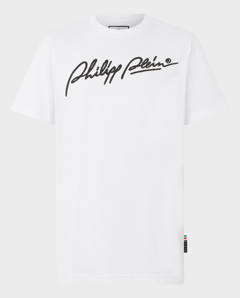 Biały bawełniany T-shirt Plein Signature