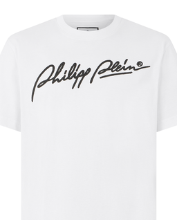 Biały bawełniany T-shirt Plein Signature - Image #1