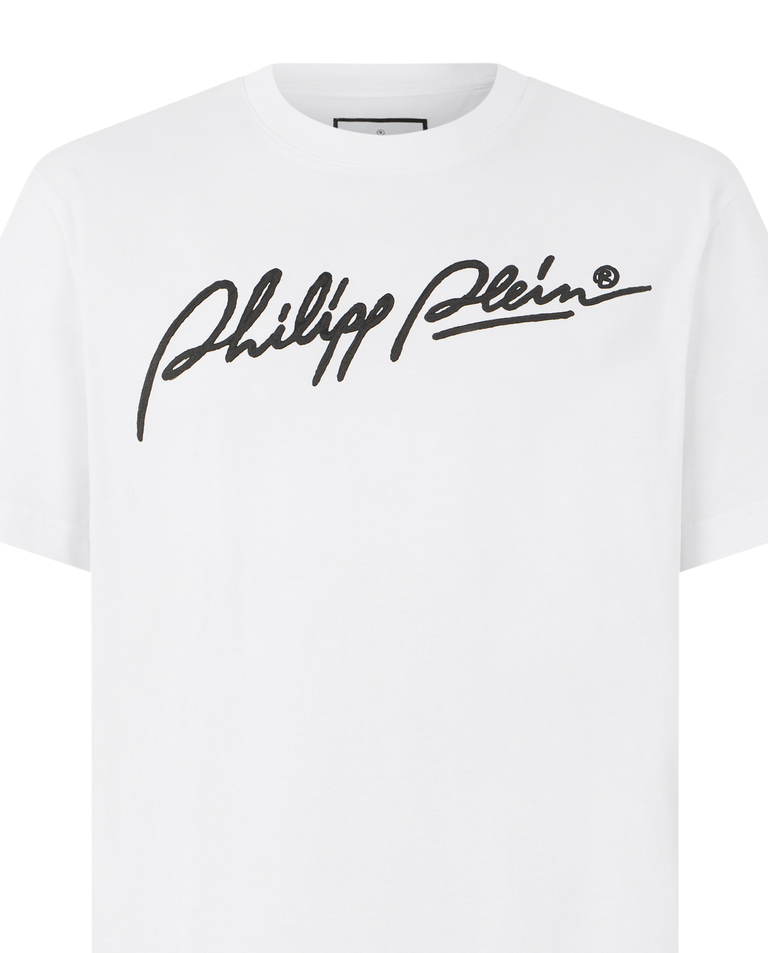 Biały bawełniany T-shirt Plein Signature