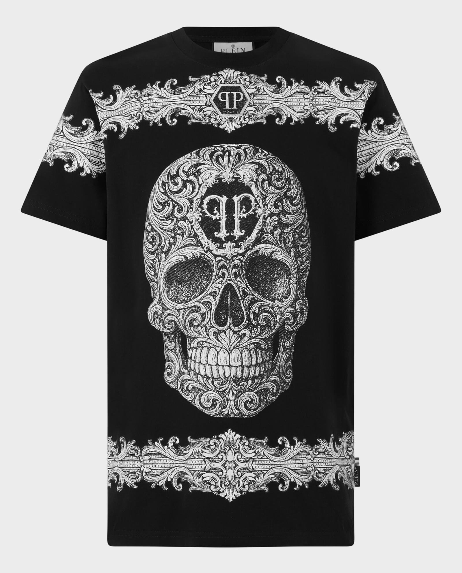Czarny t-shirt „Baroque Skull” - Image #0