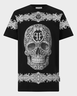 Czarny t-shirt „Baroque Skull” - Image #0