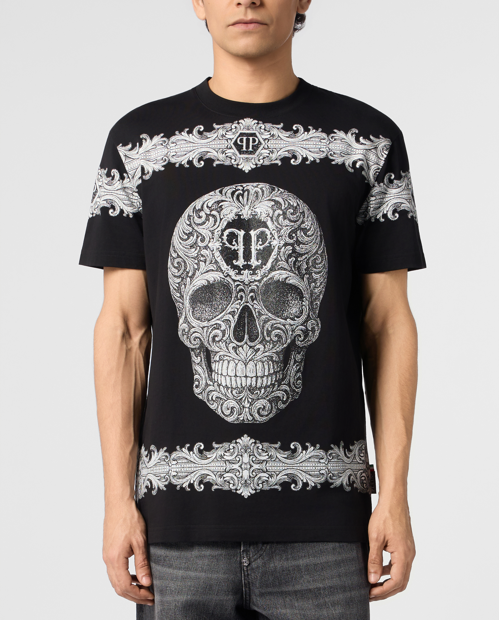 Czarny t-shirt „Baroque Skull” - Image #1