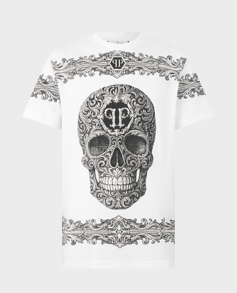 Biały t-shirt „Baroque Skull”