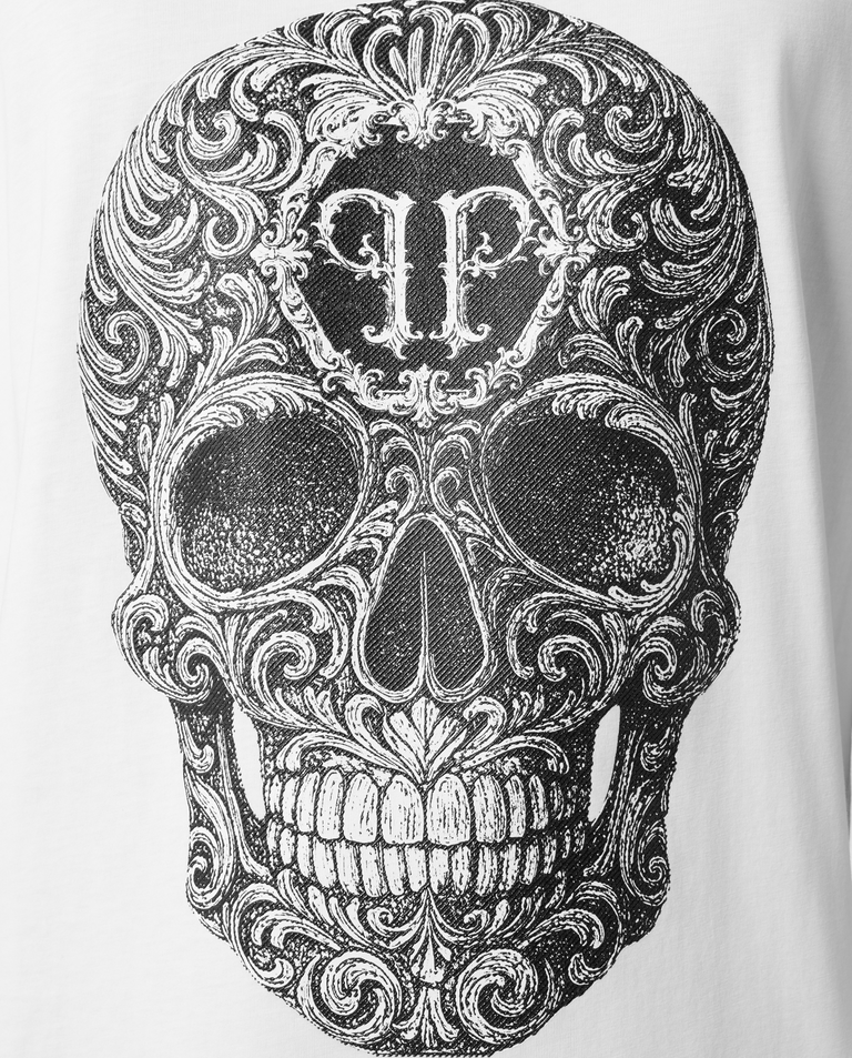 Biały t-shirt „Baroque Skull” - Image #4