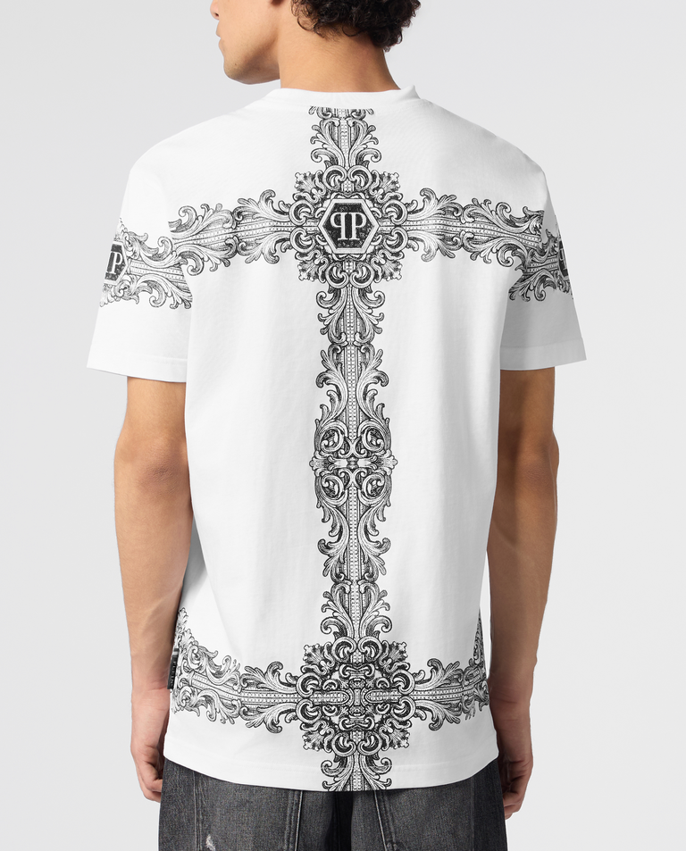 Biały t-shirt „Baroque Skull” - Image #3