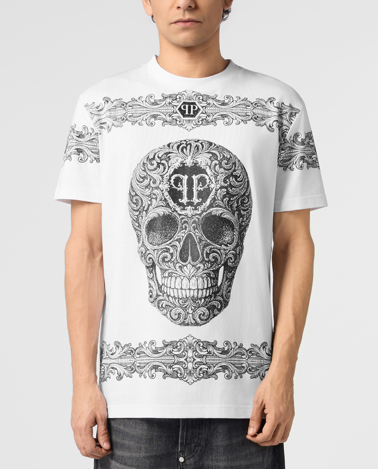 Biały t-shirt „Baroque Skull”