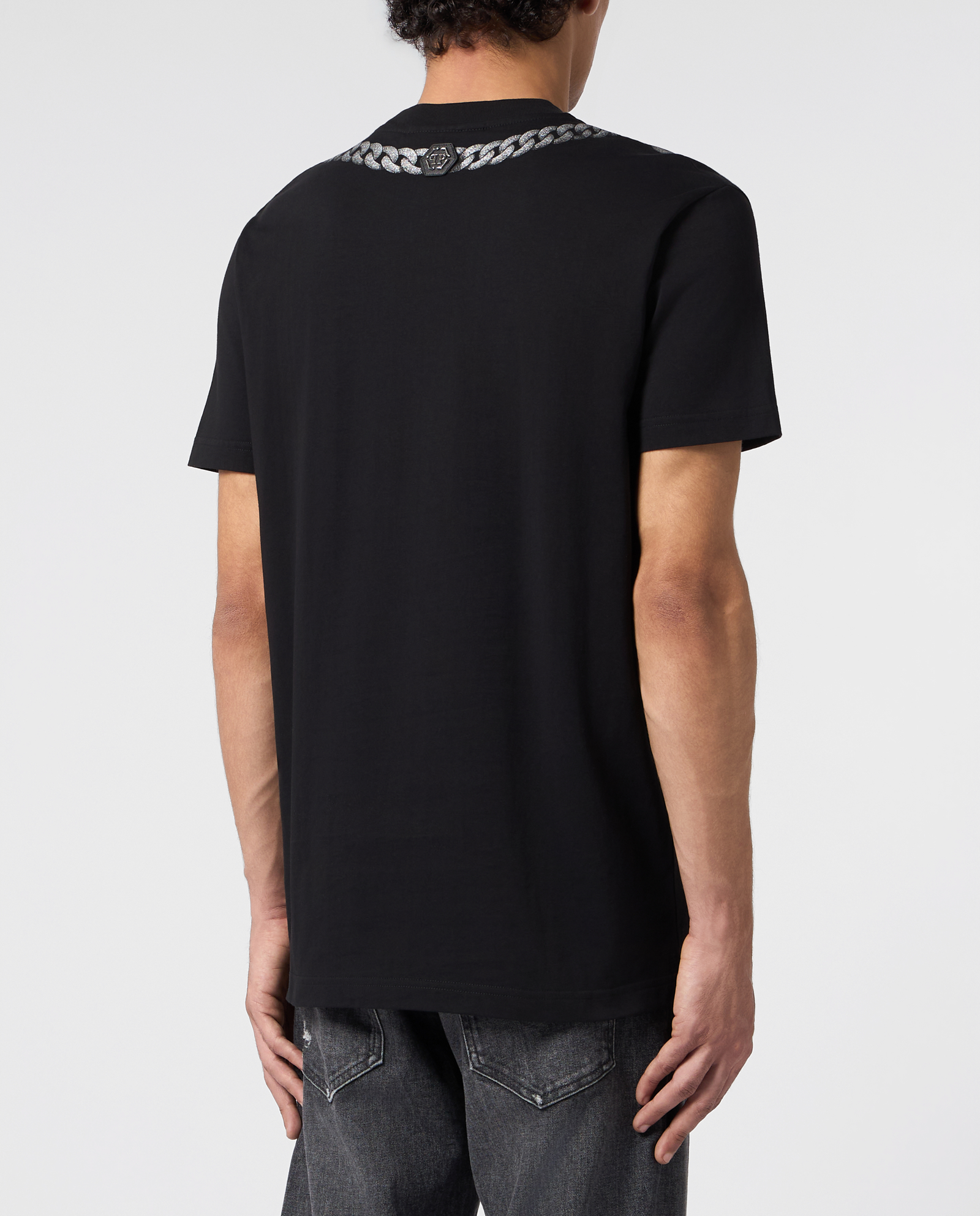 Czarny t-shirt z ozdobną grafiką - Image #3