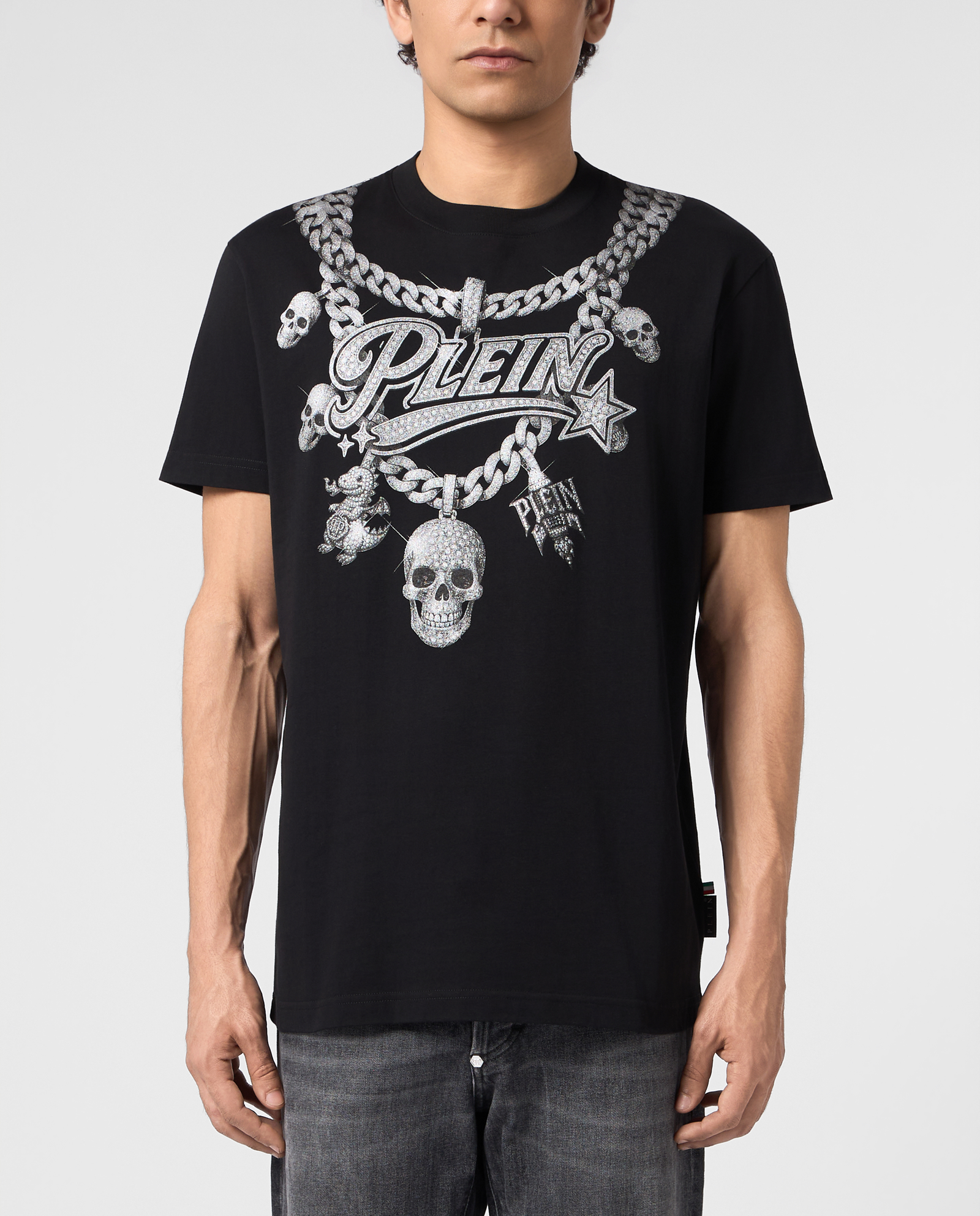 Czarny t-shirt z ozdobną grafiką - Image #1