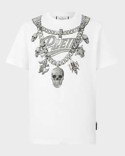 Czarny t-shirt z ozdobną grafiką - Image #0