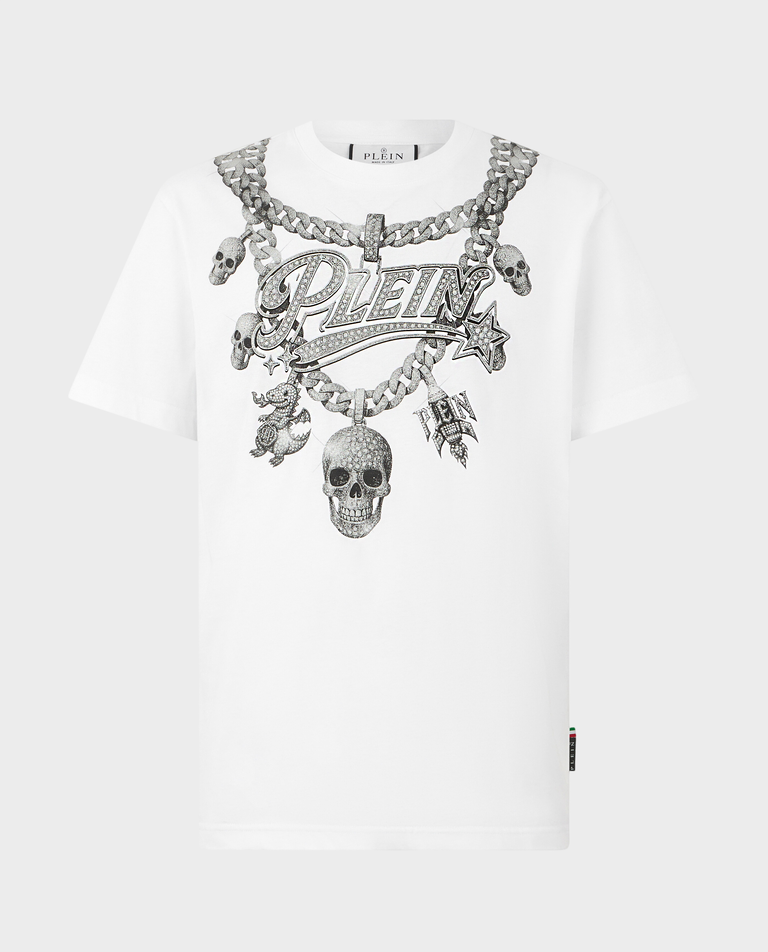 Czarny t-shirt z ozdobną grafiką