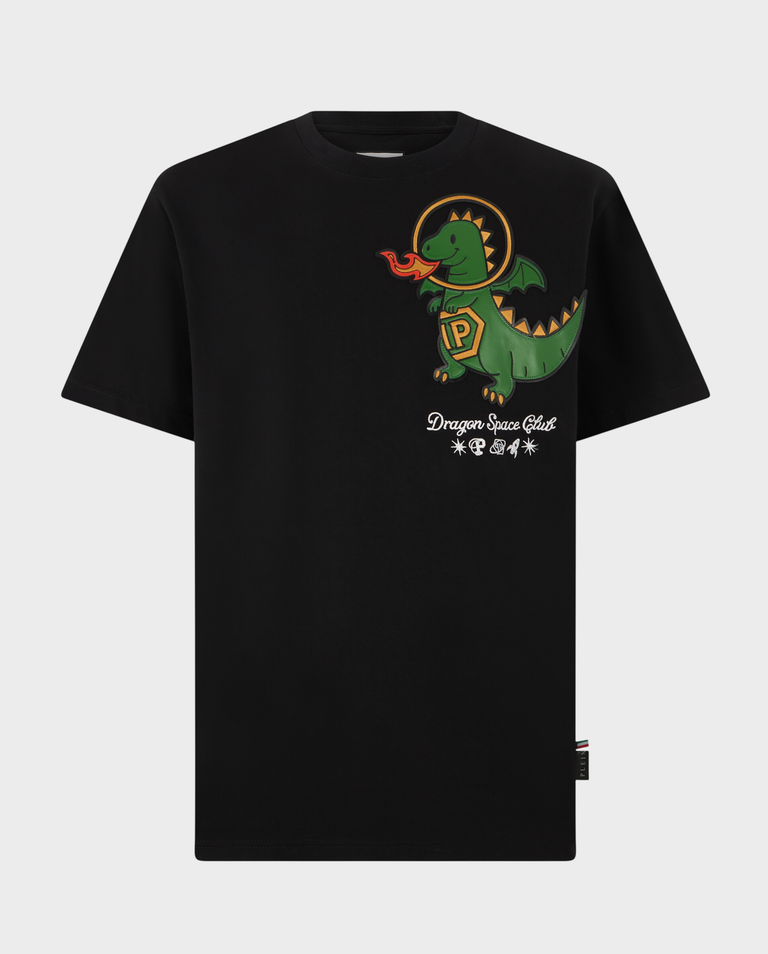 Czarny t-shirt z naszywką