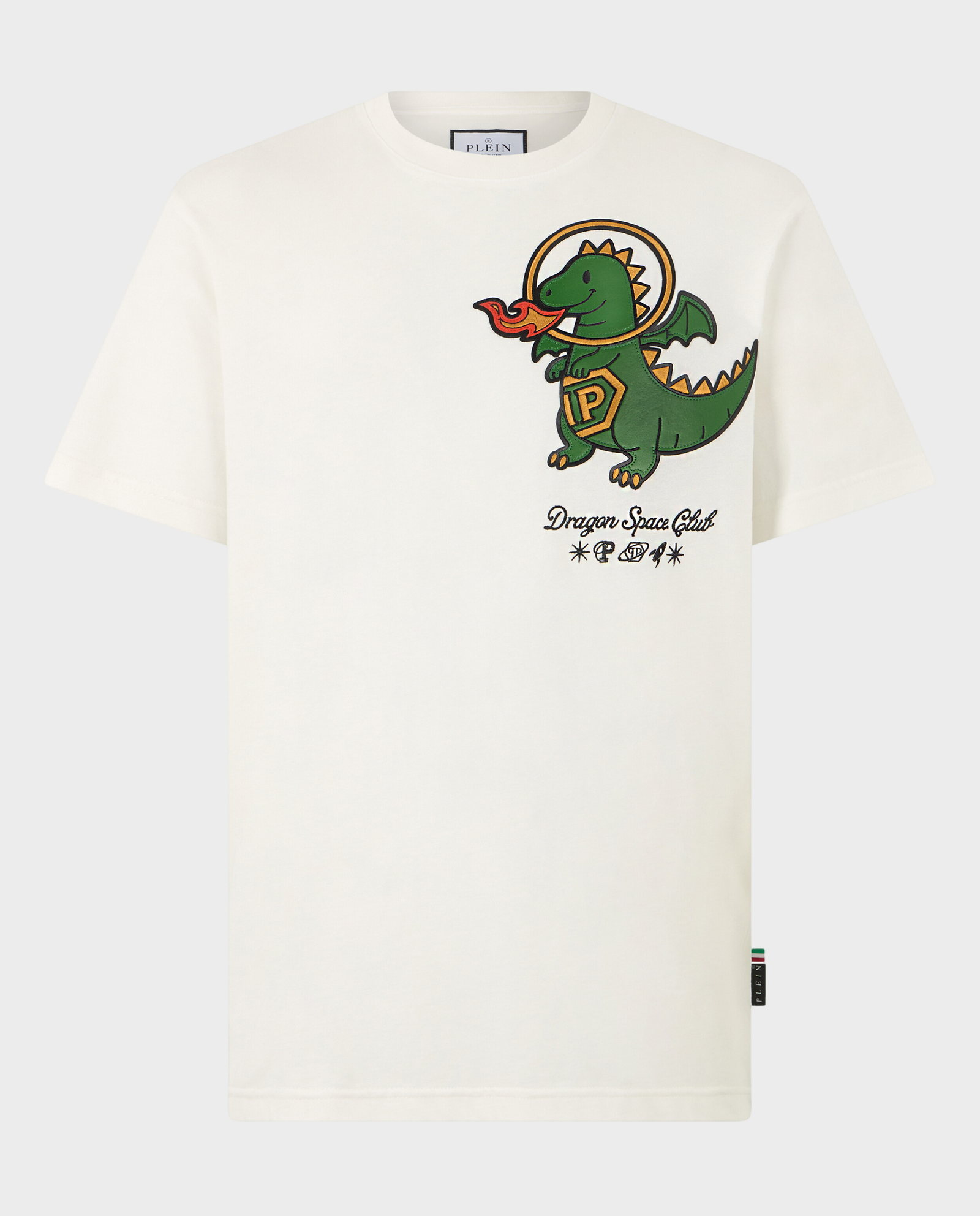 Biały t-shirt z naszywką - Image #0