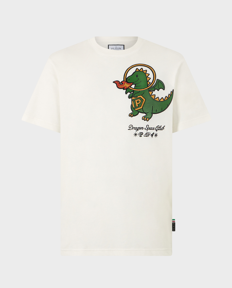 Biały t-shirt z naszywką