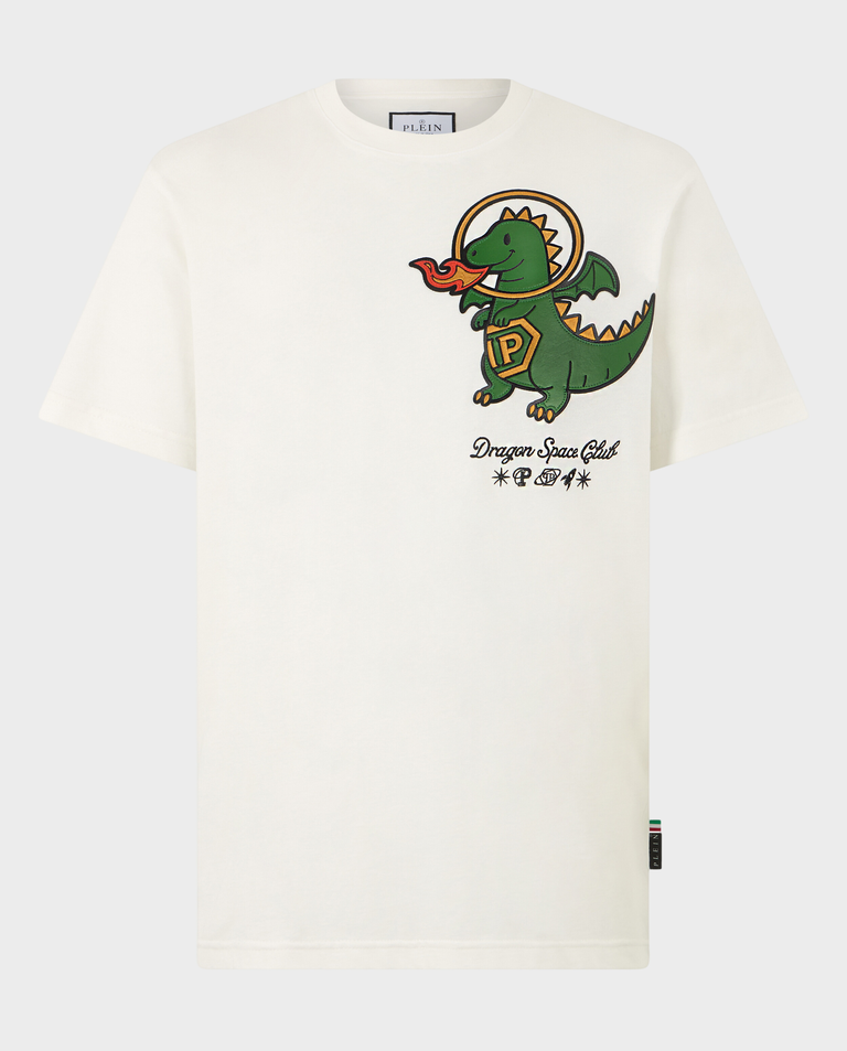 Biały t-shirt z naszywką