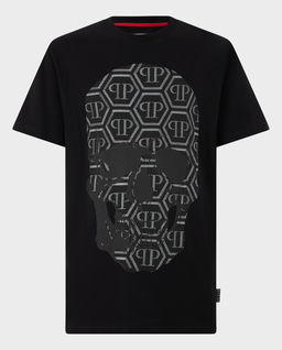 Czarny t-shirt z motywem czaszki - Image #0