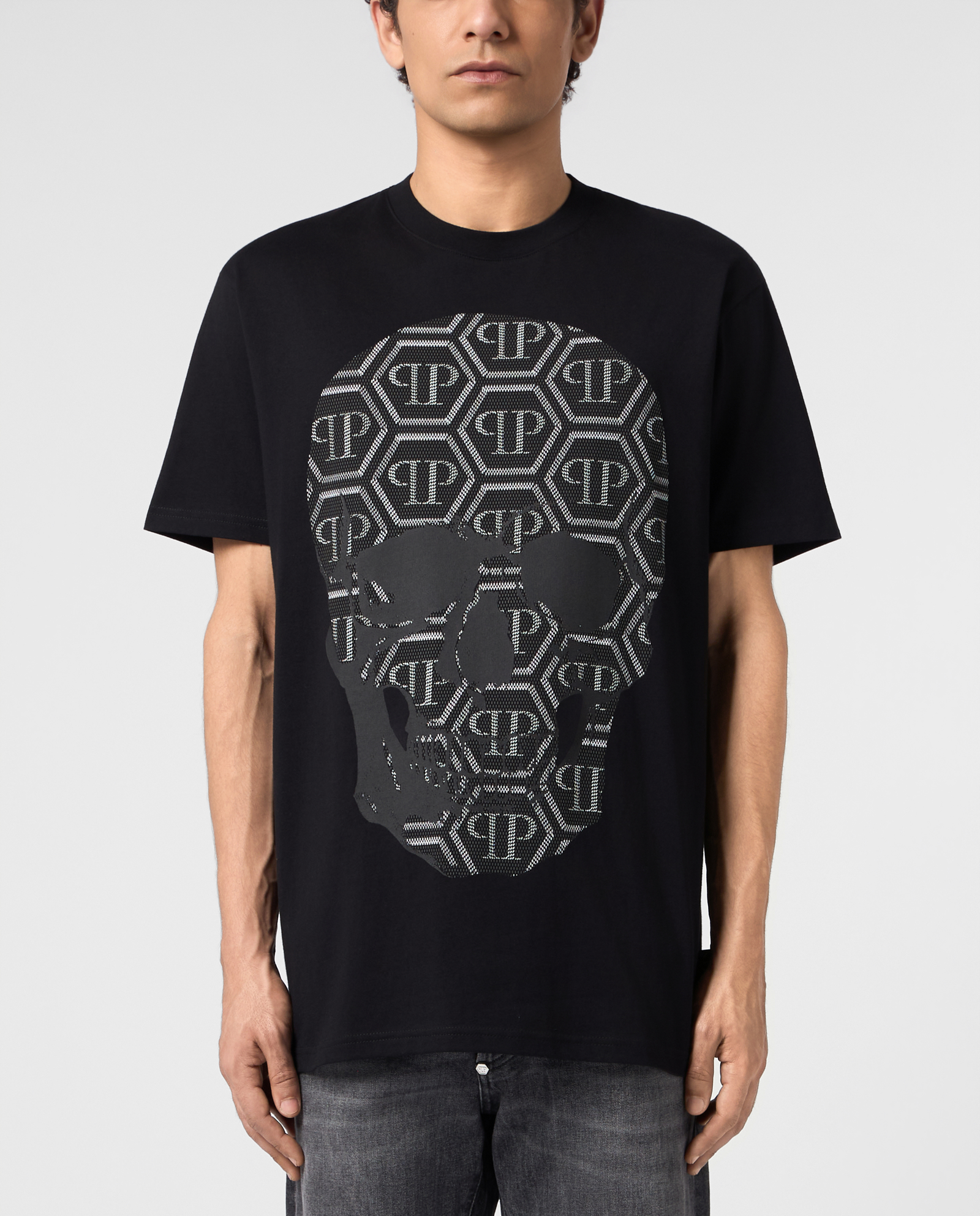 Czarny t-shirt z motywem czaszki - Image #1