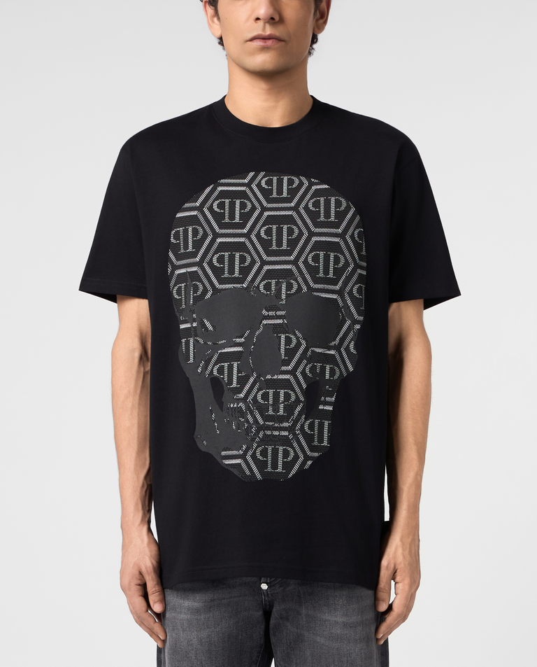 Czarny t-shirt z motywem czaszki