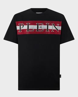 Czarny t-shirt z ozdobnym logo - Image #0