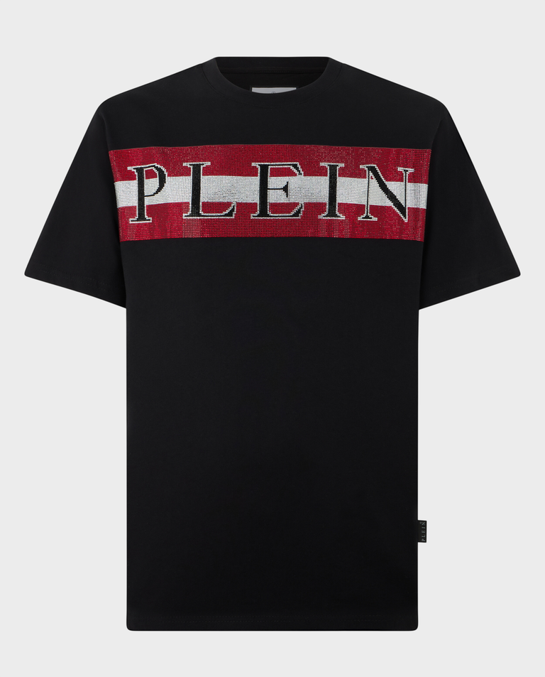 Czarny t-shirt z ozdobnym logo