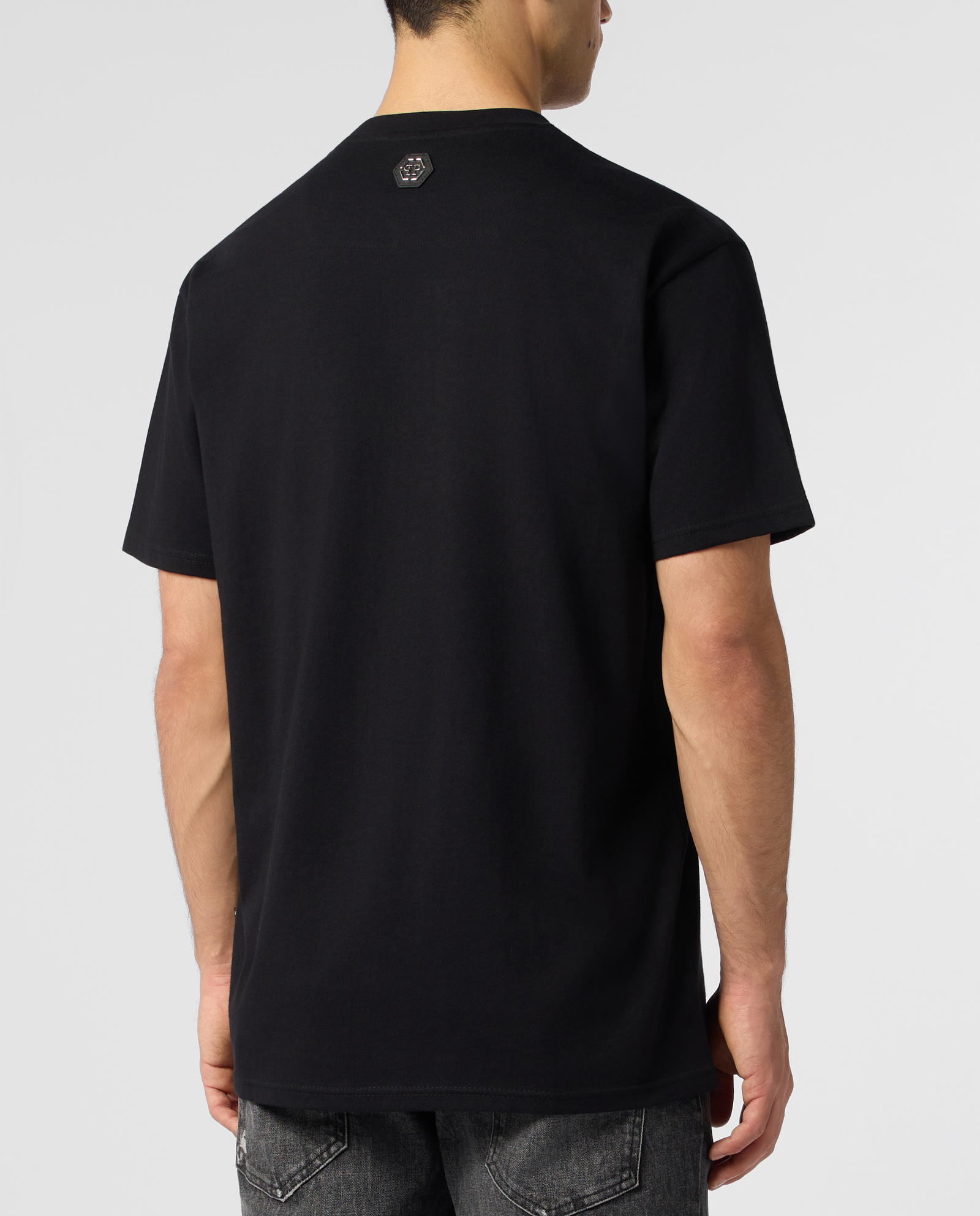 Czarny t-shirt z ozdobnym logo - Image #2