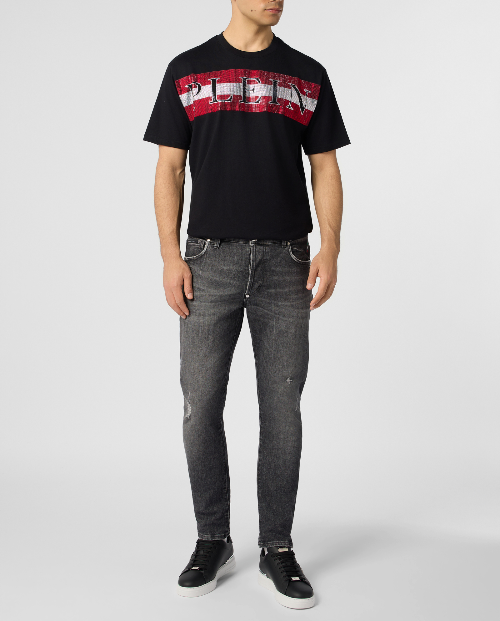 Czarny t-shirt z ozdobnym logo - Image #3