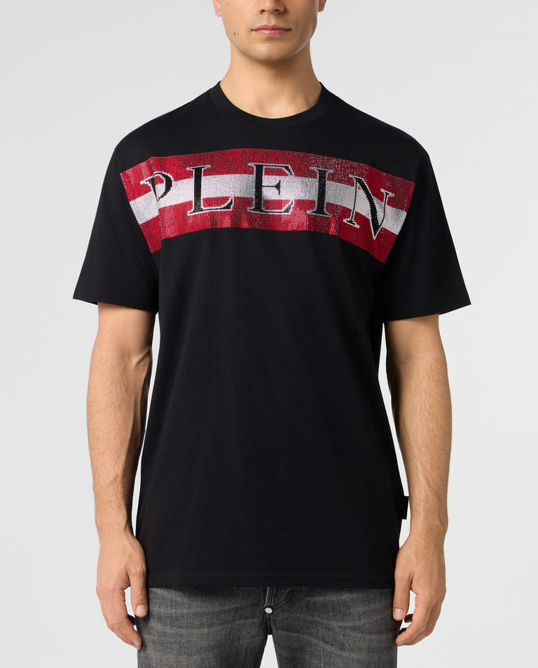 Czarny t-shirt z ozdobnym logo