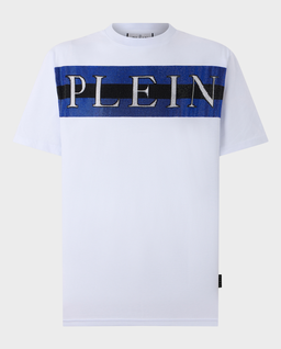 Biały t-shirt z ozdobnym logo - Image #0