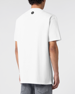 Biały t-shirt z ozdobnym logo - Image #2