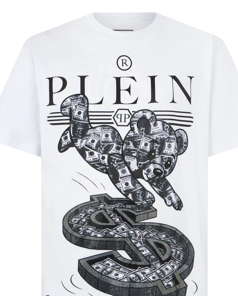 Biały t-shirt z nadrukiem Teddy Dollar
