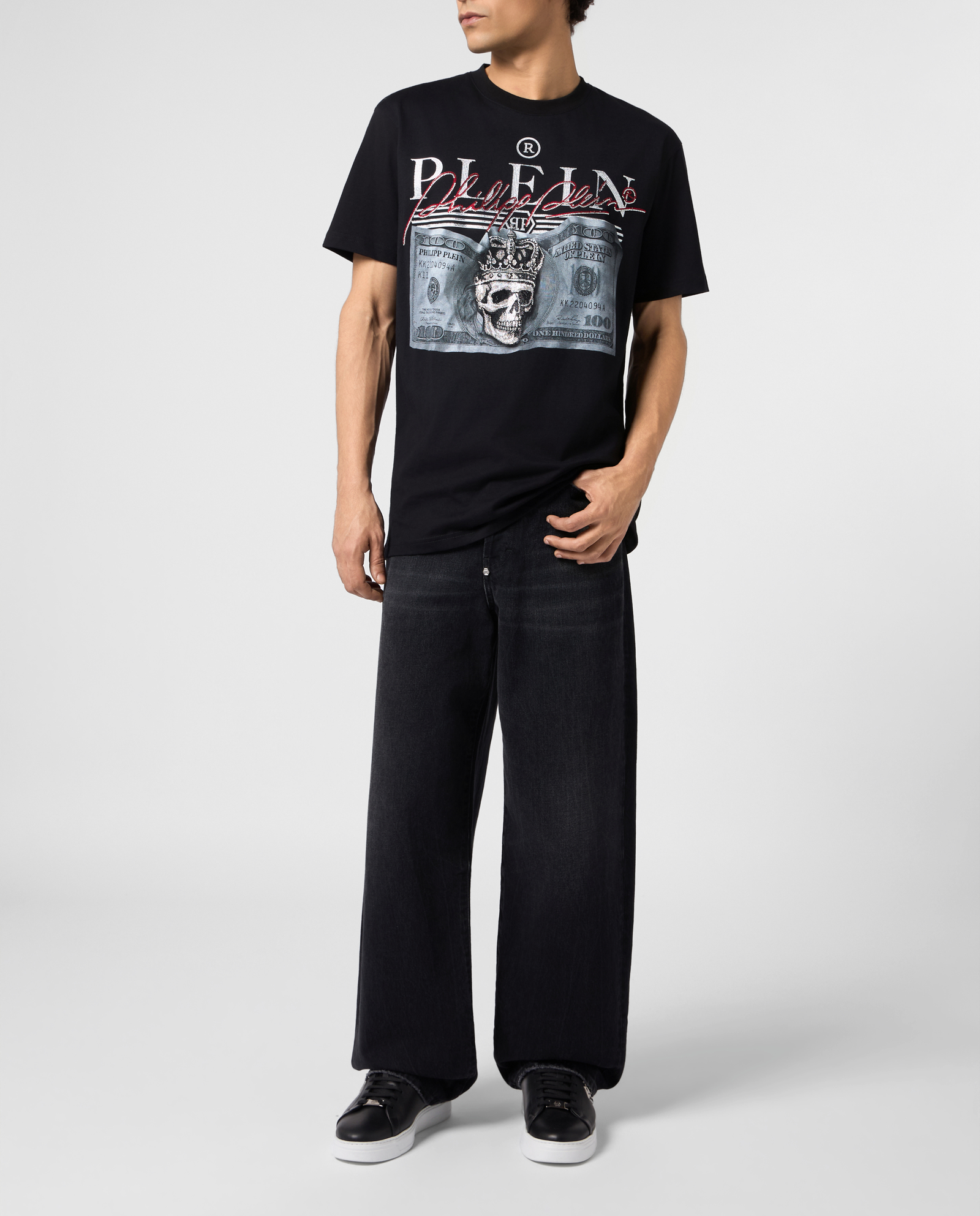 Czarny t-shirt z nadrukiem Dollar Signature - Image #3