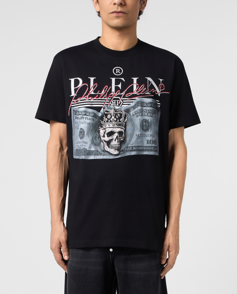 Czarny t-shirt z nadrukiem Dollar Signature