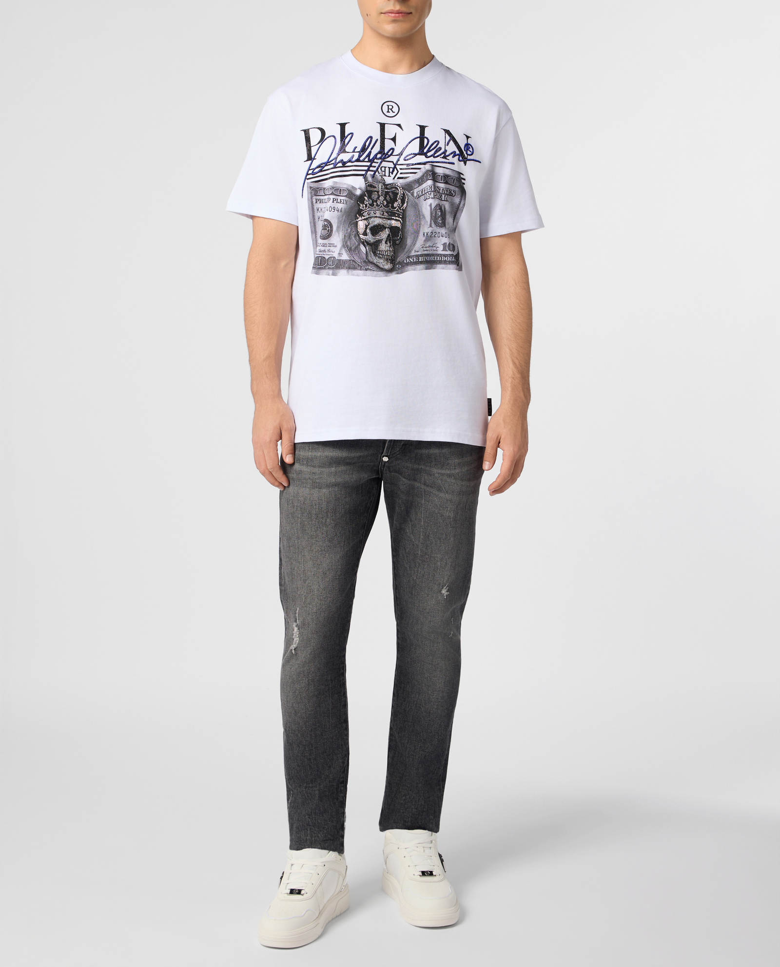 Biały t-shirt z nadrukiem Dollar Signature - Image #3
