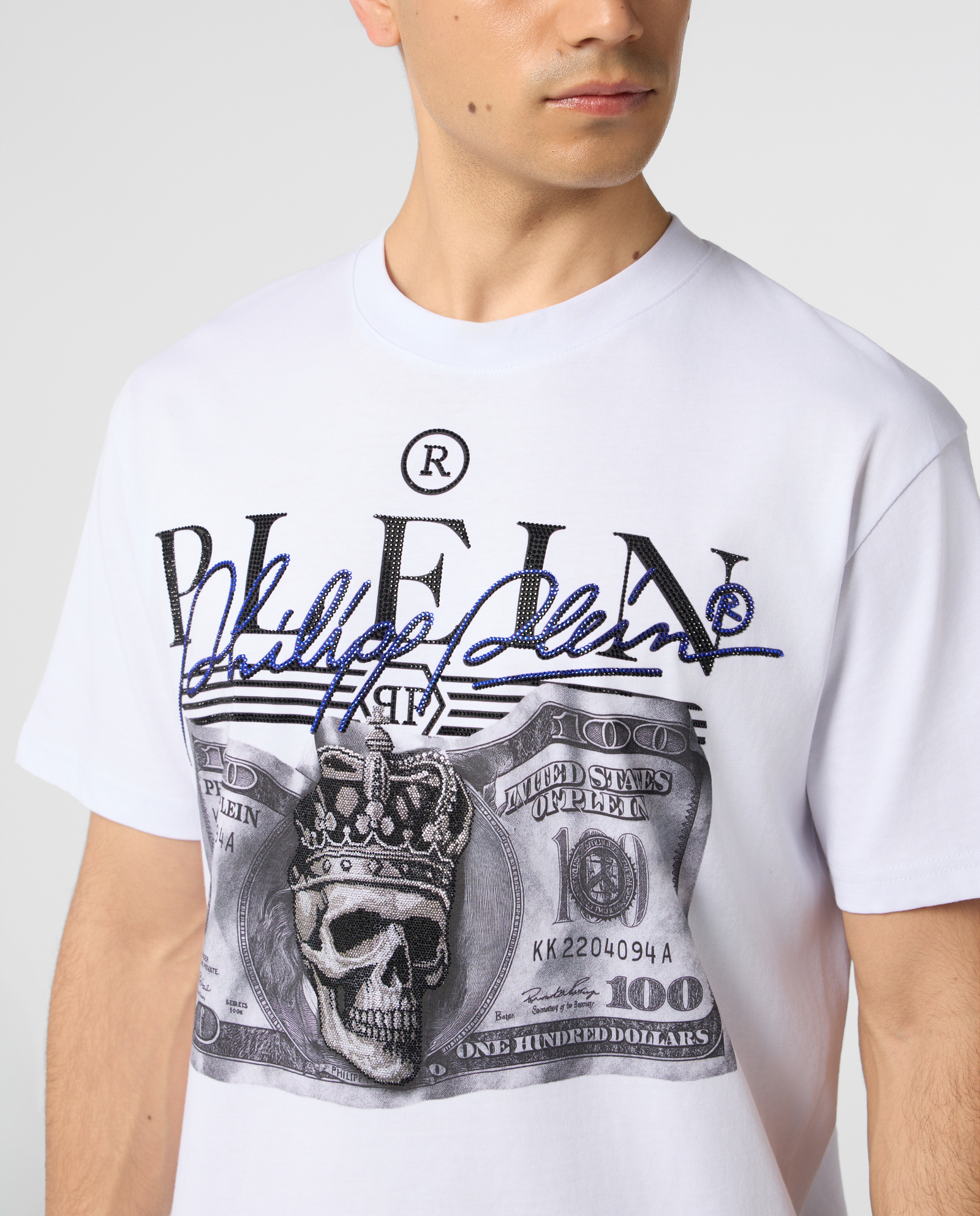 Biały t-shirt z nadrukiem Dollar Signature - Image #4