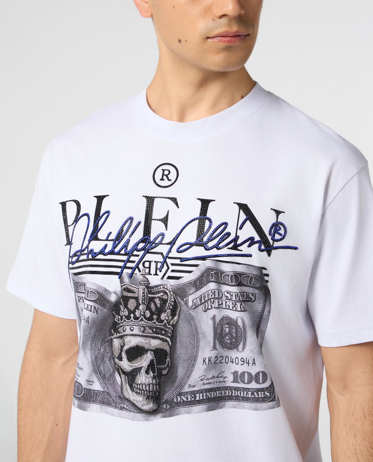 Biały t-shirt z nadrukiem Dollar Signature - Image #4