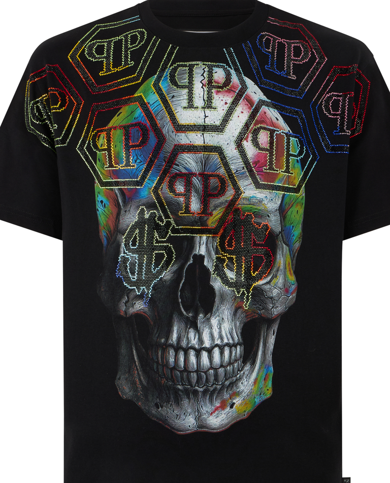 Czarny t-shirt Multicolor Skull Monogram