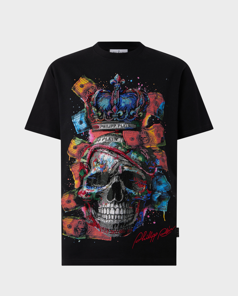 Czarny t-shirt Multicolor Dollar Skull