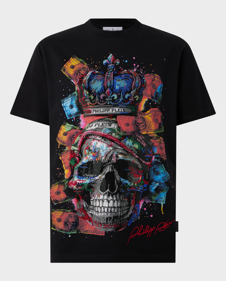 Czarny t-shirt Multicolor Dollar Skull