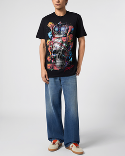 Czarny t-shirt Multicolor Dollar Skull - Image #3