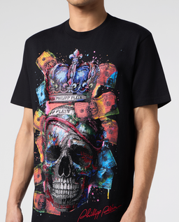 Czarny t-shirt Multicolor Dollar Skull - Image #4
