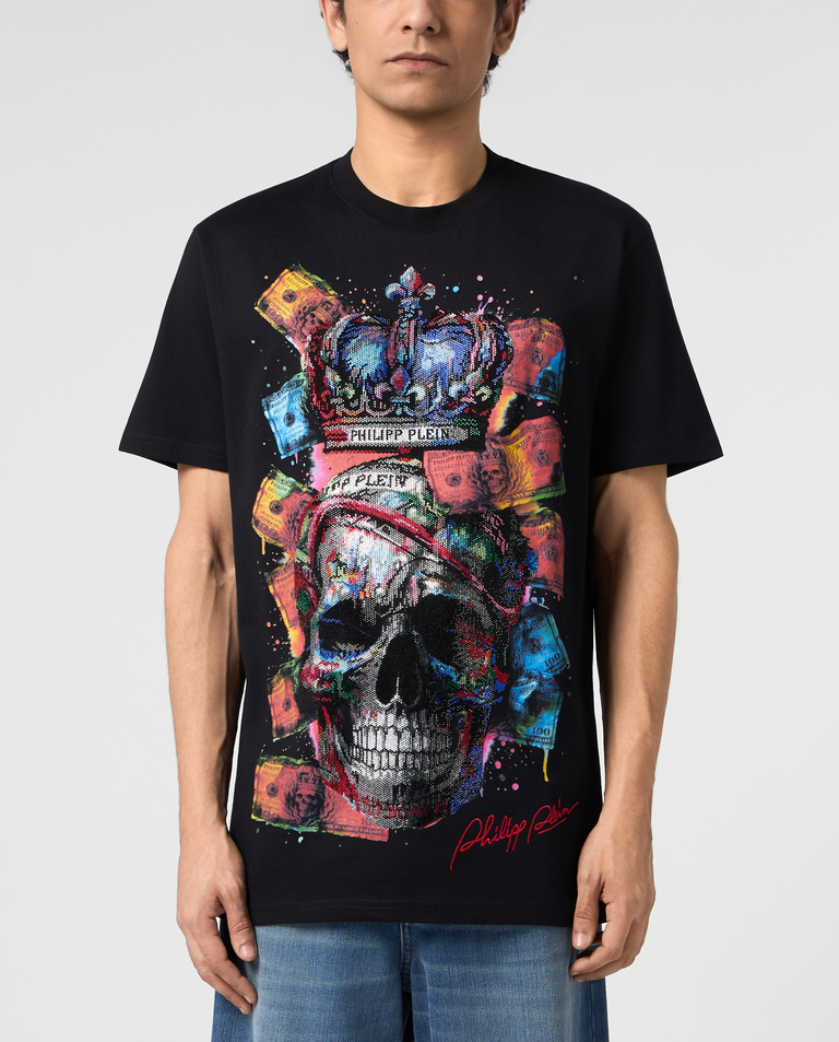 Czarny t-shirt Multicolor Dollar Skull