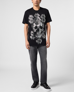 Czarny t-shirt  z motywem Dollar Skull Stones - Image #3