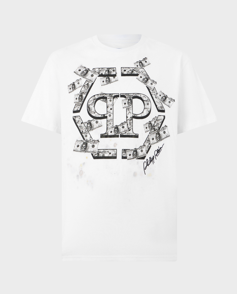 Biały t-shirt z monogramem