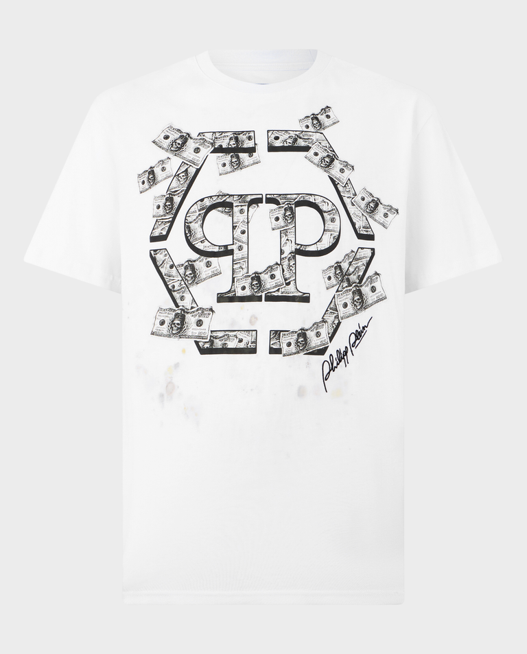 Biały t-shirt z monogramem