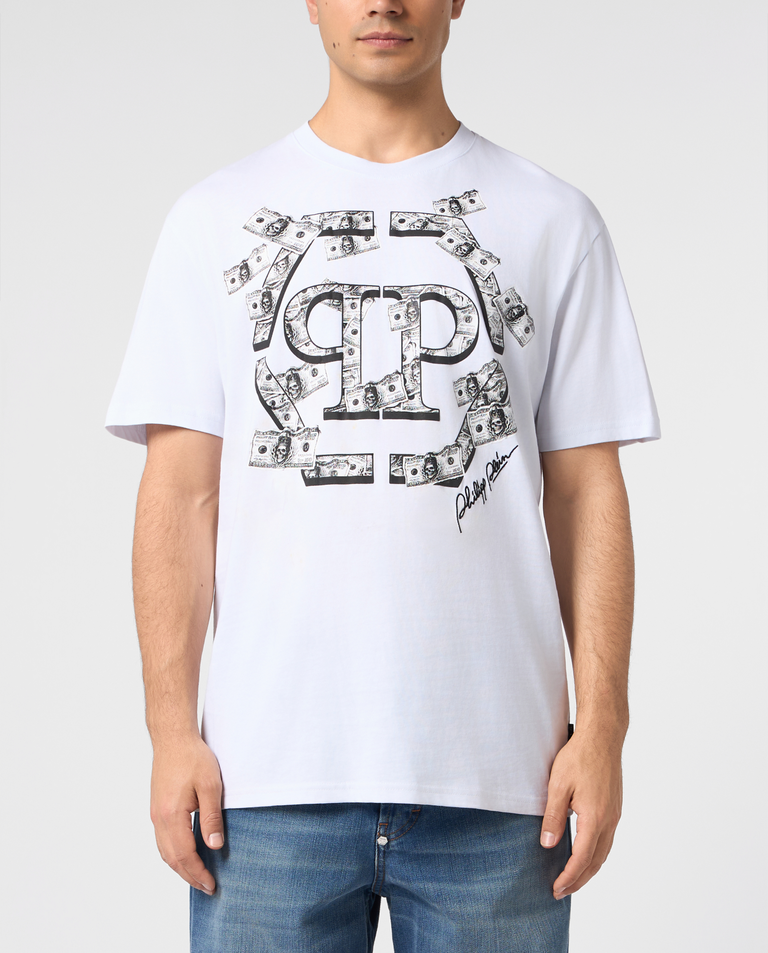 Biały t-shirt z monogramem