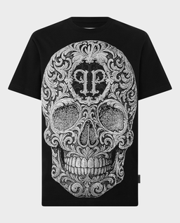 Czarny t-shirt Baroque Skull Stones - Image #0