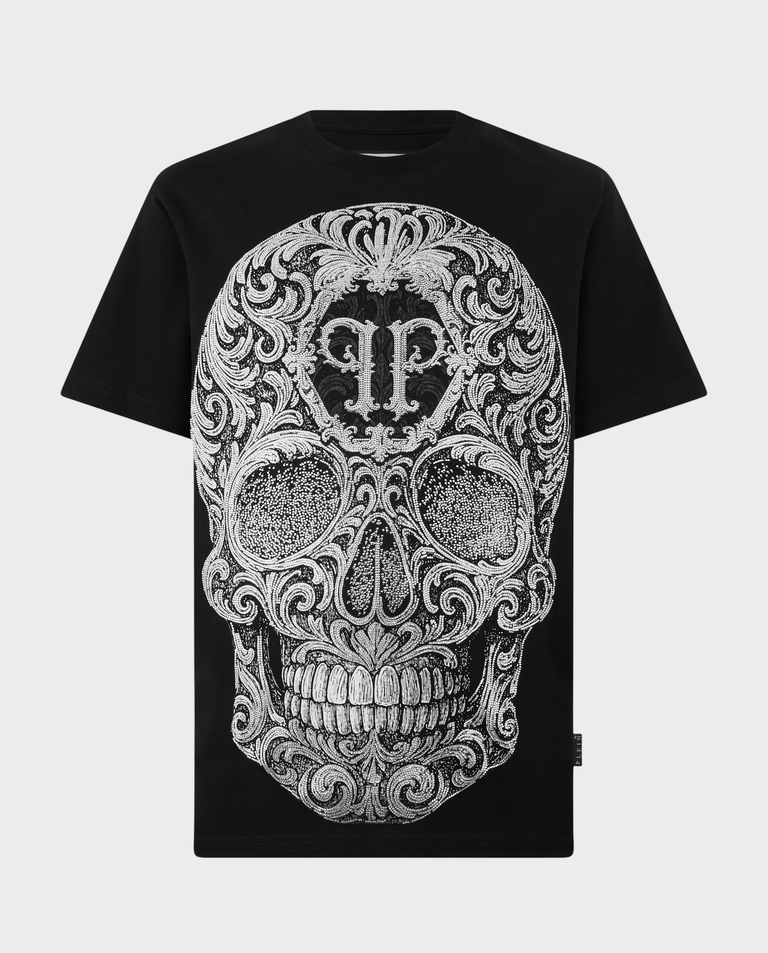 Czarny t-shirt Baroque Skull Stones