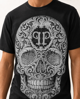 Czarny t-shirt Baroque Skull Stones - Image #4