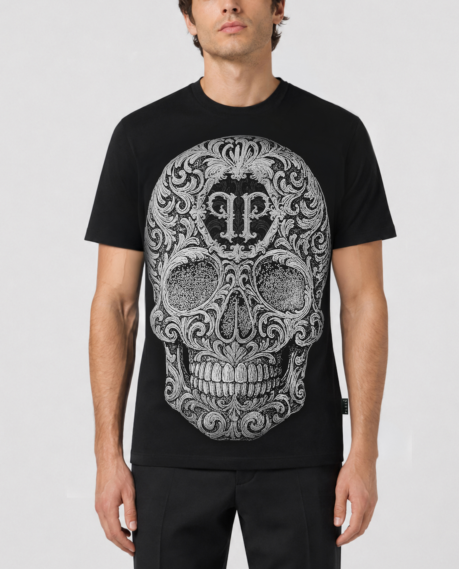 Czarny t-shirt Baroque Skull Stones - Image #1