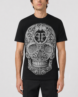 Czarny t-shirt Baroque Skull Stones - Image #1